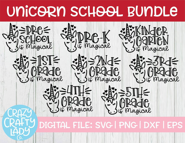Unicorn School SVG Cut File SVG Crazy Crafty Lady Co.