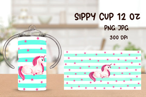Unicorn Sippy Cup Sublimation. 12 oz Sippy Kids Tumbler Wrap Sublimation Samaha Design 