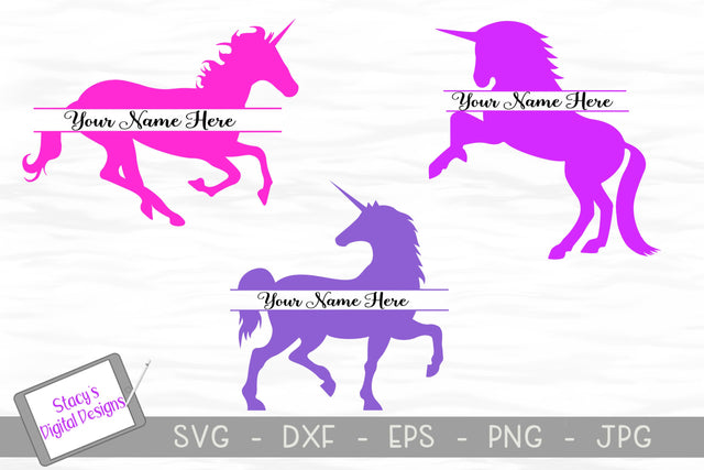Unicorn Split Monogram Bundle SVG Stacy's Digital Designs 