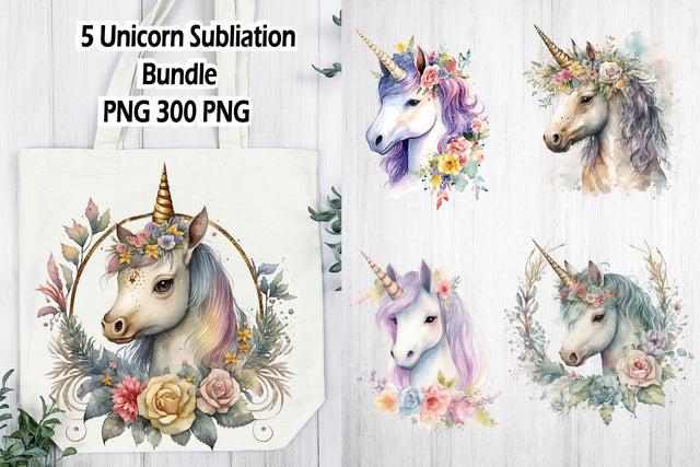Unicorn Sublimation Png. Floral Unicorn. Unicorn Png Bundle. Sublimation Samaha Design 
