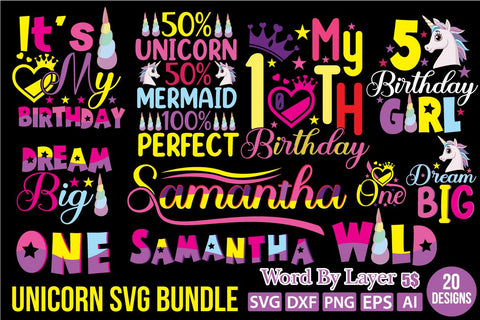 UNICORN SVG BUNDLE SVG Cut File SVGs,quotes-and-sayings,food-drink mini-bundles,print-cut,on-sale Sublimation or Vinyl Shirt Design SVG DesignPlante 503 