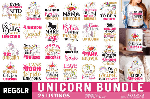 Unicorn SVG Bundle SVG Regulrcrative 