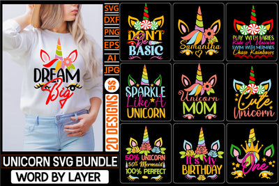 Unicorn SVG BundleSVG Cut File SVGs,quotes-and-sayings,food-drink mini-bundles,print-cut,on-sale Clipart Clip Art Sublimation or Vinyl Shirt Design SVG DesignPlante 503 