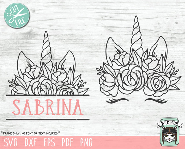 Unicorn SVG file, Floral Unicorn Face SVG, Flower Unicorn cut file, Unicorn Monogram svg, Unicorn Face cut file, Unicorn Monogram cut file SVG Wild Pilot 