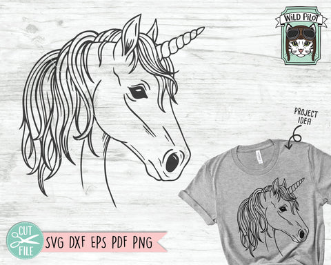Unicorn SVG File, Unicorn Cut File, Animal Face SVG, Cute Unicorn SVG, Unicorn Face SVG, Animal SVG File, Animal Face SVG, Unicorn Clipart SVG Wild Pilot 
