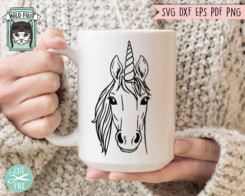 Unicorn SVG File, Unicorn Cut File, Animal Face SVG, Cute Unicorn SVG, Unicorn Face SVG Cut File, Animal SVG File, Animal Face SVG, Unicorn SVG Cut File SVG Wild Pilot 