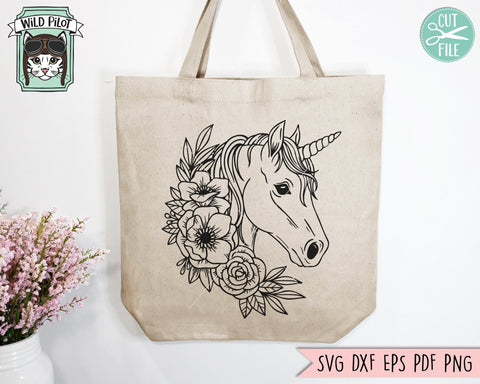 Unicorn SVG File, Unicorn With Flowers SVG, Unicorn Cute File, Floral Unicorn SVG, Animal Face Cut File, Cute Unicorn Face SVG, Flower Unicorn SVG SVG Wild Pilot 