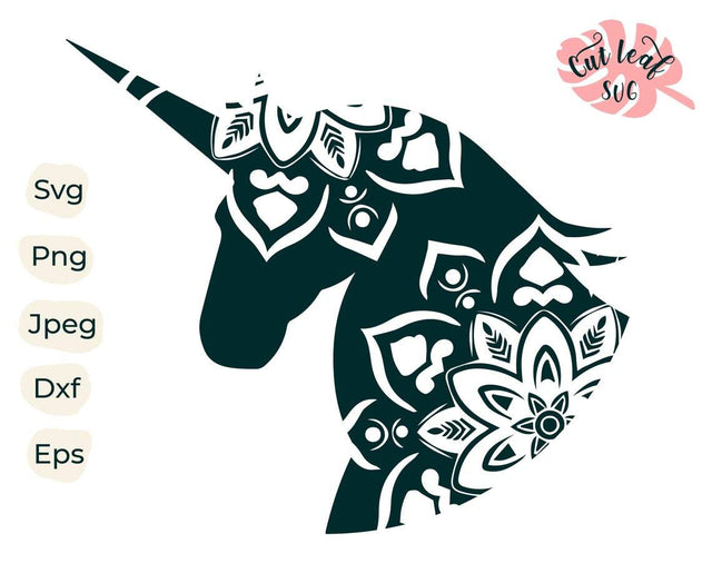 Unicorn SVG, mandala svg, mandala unicorn svg, animal mandala svg, unicorn vector, unicorn png, unicorn clipart, mandala monogram svg SVG CutLeafSvg 