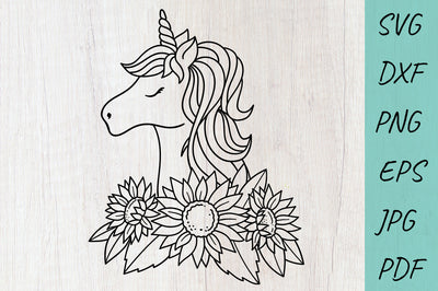 Unicorn SVG, Sunflower SVG, Floral Unicorn SVG SVG Irina Ostapenko 