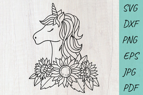 Unicorn SVG, Sunflower SVG, Floral Unicorn SVG SVG Irina Ostapenko 