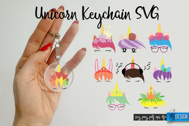 Unicorn SVG. Unicorn Birthday. Keychain SVG. Keyring SVG. SVG Fly Design 