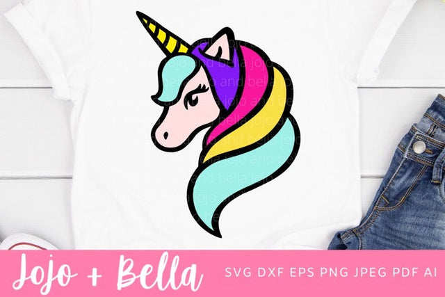 Unicorn SVG, Unicorn Face Svg, Unicorn Svg File, Unicorn Clipart, Unicorn svg cut file, Unicorn Head Svg, Unicorn Birthday Svg, svg SVG Jojo&Bella 
