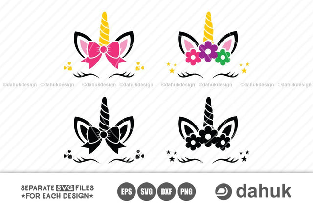Unicorn svg, Unicorn head Svg, Unicorn Face vector, Silhouette, Studio Files for Cricut, Svg, Eps, Dxf, Png, Cricut, Cut File SVG dahukdesign 