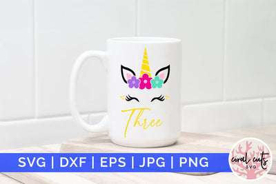 Unicorn three - Birthday SVG EPS DXF PNG Cutting File SVG CoralCutsSVG 