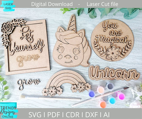 Unicorn Tiered tray laser cut file SVG Trendy Designs Online 