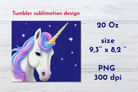 Unicorn tumbler wrap. Magical Unicorn tumbler. PNG Sublimation Angelina Semenova 