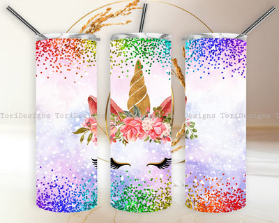 Unicorn Tumbler Wrap Png Sublimation ToriDesigns 