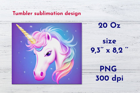 Unicorn tumbler wrap. Unicorn sublimation. Tumbler template Sublimation Angelina Semenova 