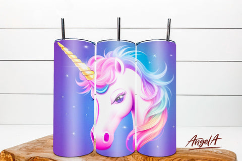 Unicorn tumbler wrap. Unicorn sublimation. Tumbler template Sublimation Angelina Semenova 
