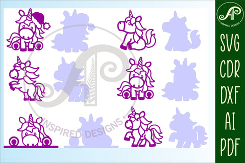 Unicorn two layer laser cut SVG files SVG APInspireddesigns 