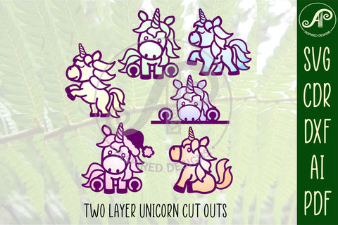 Unicorn two layer laser cut SVG files SVG APInspireddesigns 