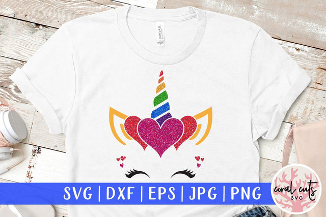 Unicorn Valentine LGBTQ - Unicorn SVG EPS DXF PNG SVG CoralCutsSVG 