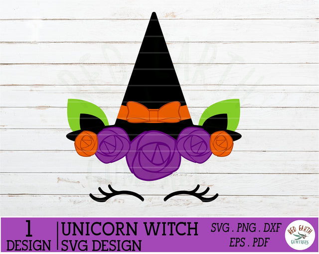 Unicorn Witch Halloween SVG,unicorn witch lashes and hat SVG SVG Redearth and gumtrees 