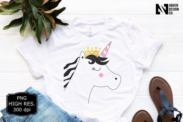 Unicorn with a Crown PNG Sublimation Sublimation Abven Graphics 