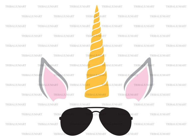 Unicorn with aviator sunglasses SVG TribaliumArtSF 