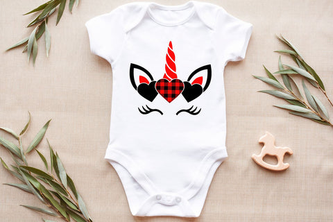 Unicorn with Buffalo Plaid Hearts SVG SVG B Renee Design 