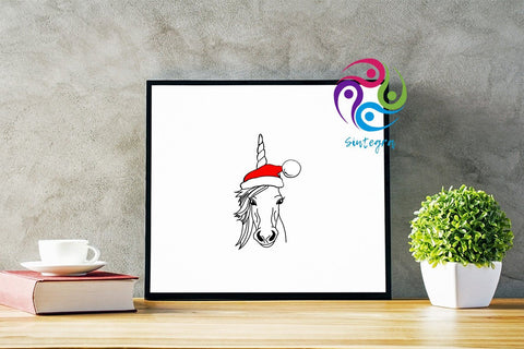 Unicorn With Christmas Hat Svg File SVG Sintegra 
