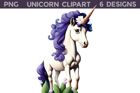 Unicorn With Flowers Clipart | Unicorn Illustration Sublimation WatercolorColorDream 