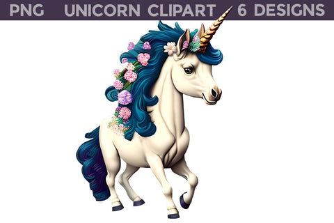 Unicorn With Flowers Clipart | Unicorn Illustration Sublimation WatercolorColorDream 
