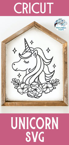 Unicorn with Flowers SVG SVG Wispy Willow Designs 