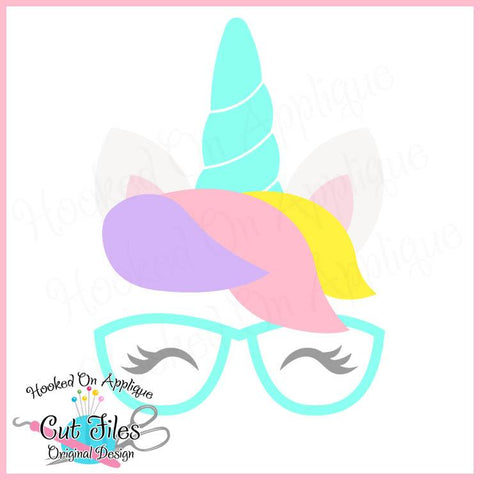 Unicorn with Glasses SVG DXF PNG EPS Cut File SVG Hooked On Applique 