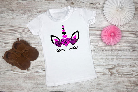 Unicorn with Leopard Print Hearts SVG SVG B Renee Design 