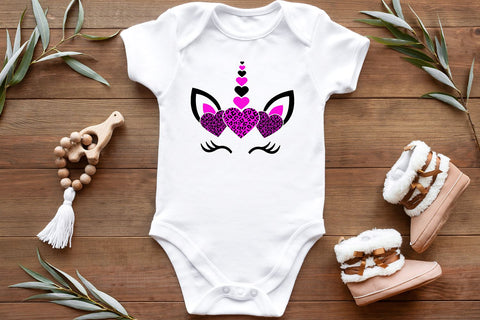 Unicorn with Leopard Print Hearts SVG SVG B Renee Design 