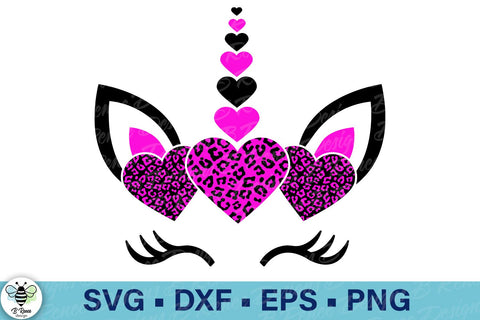 Unicorn with Leopard Print Hearts SVG SVG B Renee Design 