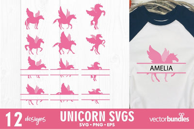 Unicorn with split text svg SVG vectorbundles 