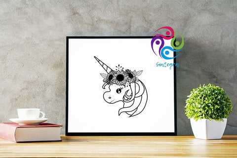 Unicorn With Sun Flower Svg Cut File SVG Sintegra 