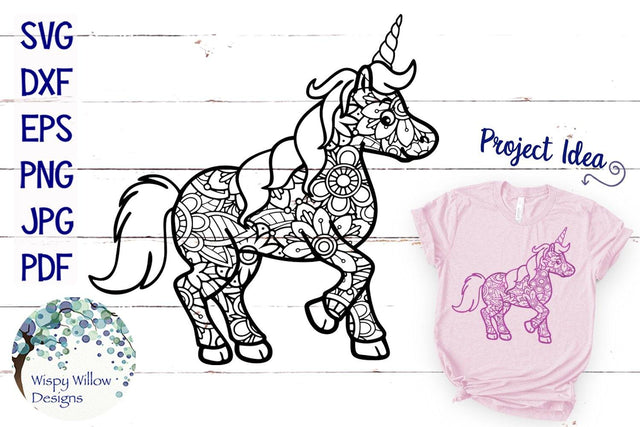 Unicorn Zentangle SVG SVG Wispy Willow Designs 