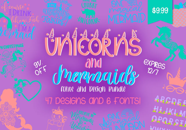 Unicorns and Mermaids Fonts and Design Bundle Bundle So Fontsy Design Shop 
