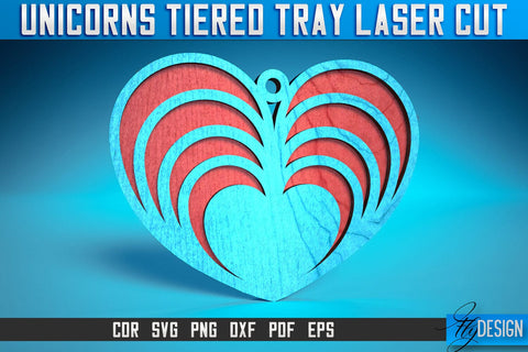 Unicorns Tiered Tray Laser Cut SVG | Tiered Tray Laser Cut SVG Design | CNC Files SVG Fly Design 