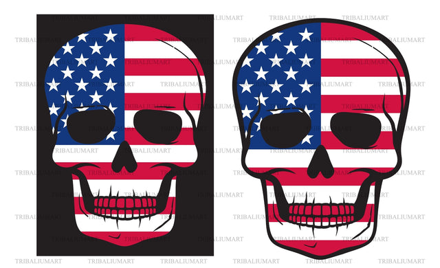 United States Flag Skull SVG TribaliumArtSF 