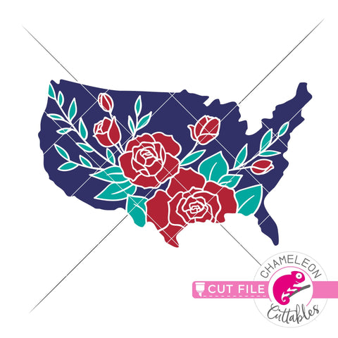 United States of America Flowers svg png dxf SVG Chameleon Cuttables 
