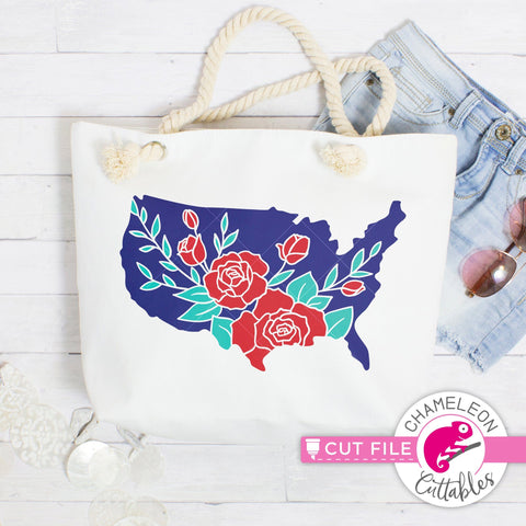 United States of America Flowers svg png dxf SVG Chameleon Cuttables 
