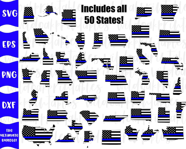 United States police blue flag svg bundle, states svg bundle, Texas police svgs, blue line states, North Carolina police flag svg, SVG WildOakSVG 