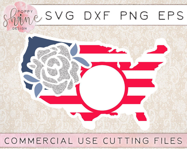 United States Rose Monogram Frame SVG Poppy Shine Design 