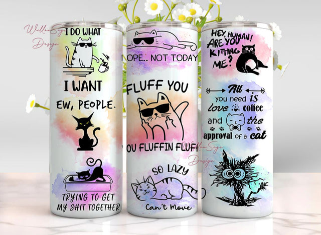 unny Cat Tumbler Cat Lover Tumbler For Cat Owner Gift Cat Tumbler Design Kitten Tumbler Wrap Cute Cat Tumbler For Crazy Cat Lady gift Sublimation WillowSageDesign 