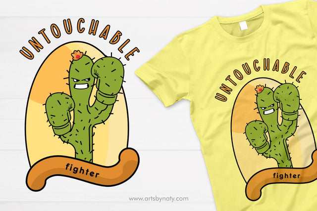 Untouchable fighter cactus SVG illustration. SVG Arts By Naty 